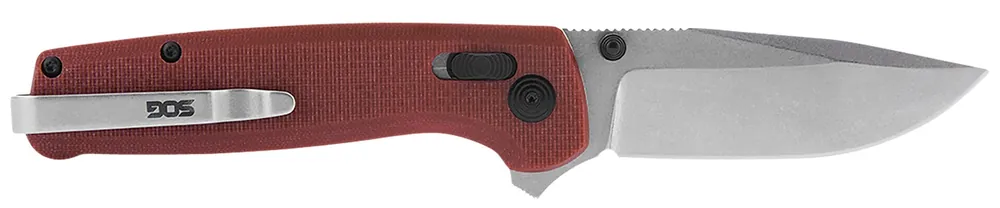 Terminus XR 2.95" Folding Clip Point Plain Stonewashed D2 Steel Blade Crimson Textured G10 Handle Features Box Packaging Includes Pocket Clip