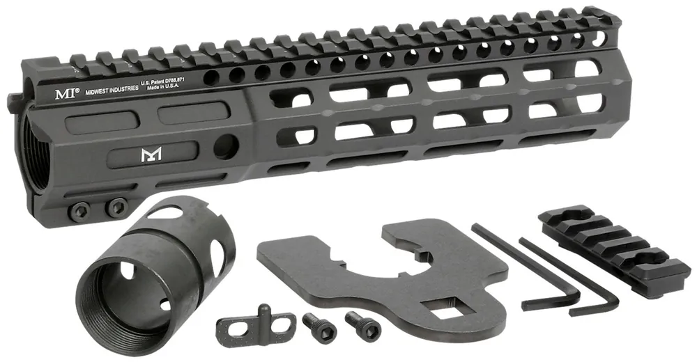 Midwest Industries Night Fighter 9.25" M-LOK Black Hardcoat Anodized Aluminum Includes Barrel Wrench, Nut, & 5 Slot Rail