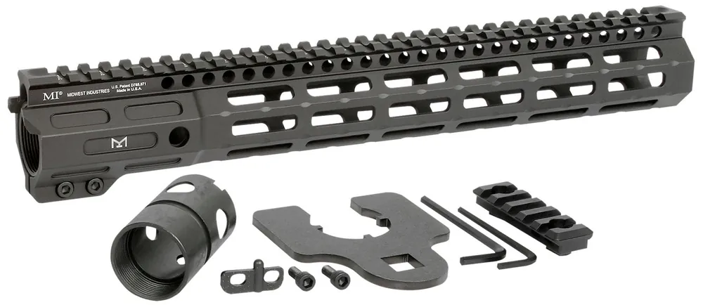Midwest Industries Night Fighter 10.50" M-LOK Black Hardcoat Anodized Aluminum Includes Barrel Wrench, Nut, & 5 Slot Rail