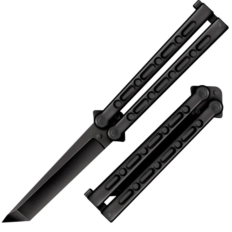 Cold Steel FGX Balisong 5" Folding Plain Tanto Black Griv-Ex Blade/Handle