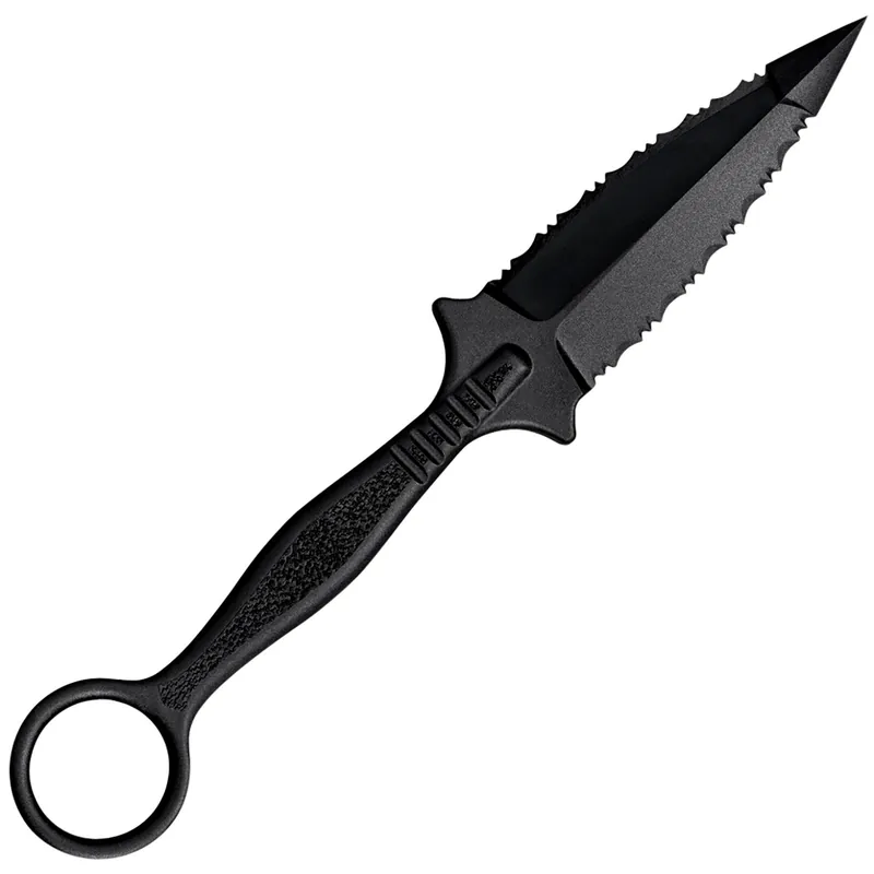 Cold Steel FGX Ring Dagger 3.50" Fixed Serrated Dagger Black Griv-Ex Blade/Black w/Molded Ring Griv-Ex Handle