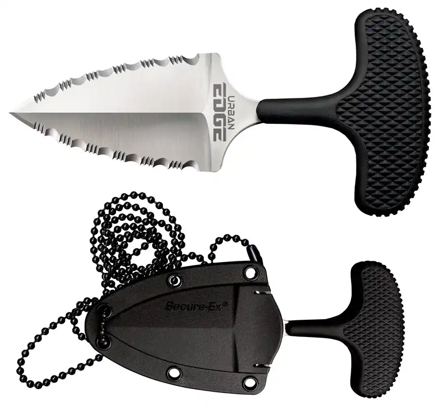 Cold Steel Urban Edge 2.50" Fixed Serrated Stone Washed Japanese AUS-8A SS Blade/Black Textured Kray-Ex Handle