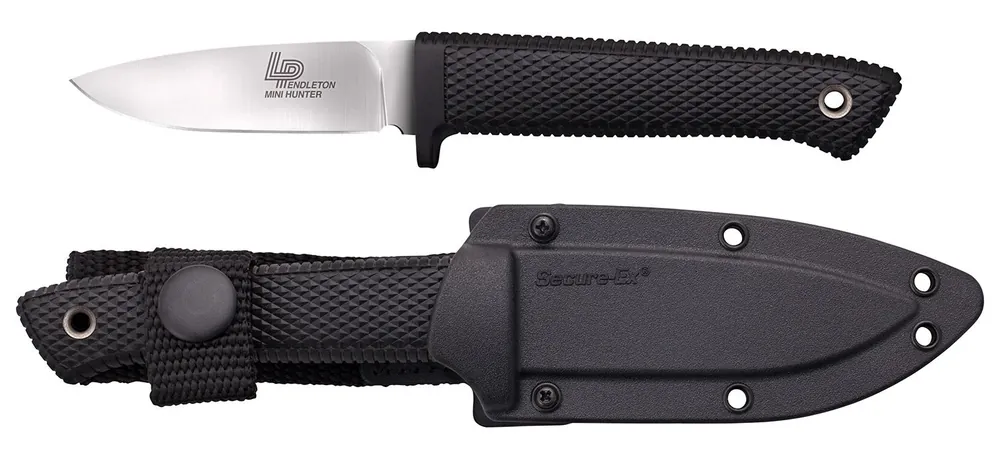 Cold Steel Pendleton Mini Hunter 3" Fixed Plain Stone Washed American CPM 3V High Carbon Steel Blade/Black Textured Kray-Ex Handle Includes Sheath