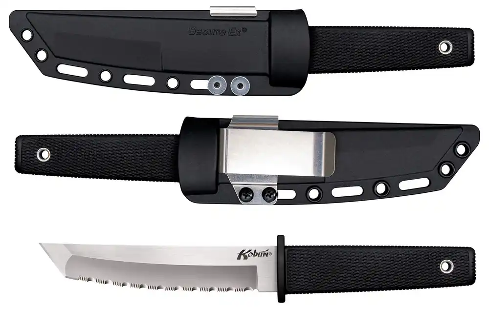 Cold Steel Kobun 5.50" Fixed Tanto Serrated AUS-8A SS Blade/Black Checkered Kray-Ex Handle Includes Sheath