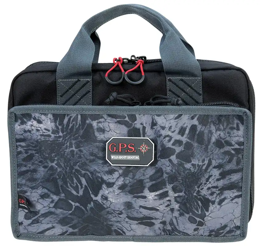 G*Outdoors Quad Pistol Range Bag Fall Digital Camo Nylon with Visual ID Storage System, Mag Storage Pockets, Lockable Zippers & Side Pockets Holds UP To 4 Handguns Includes Ammo Dump Cup