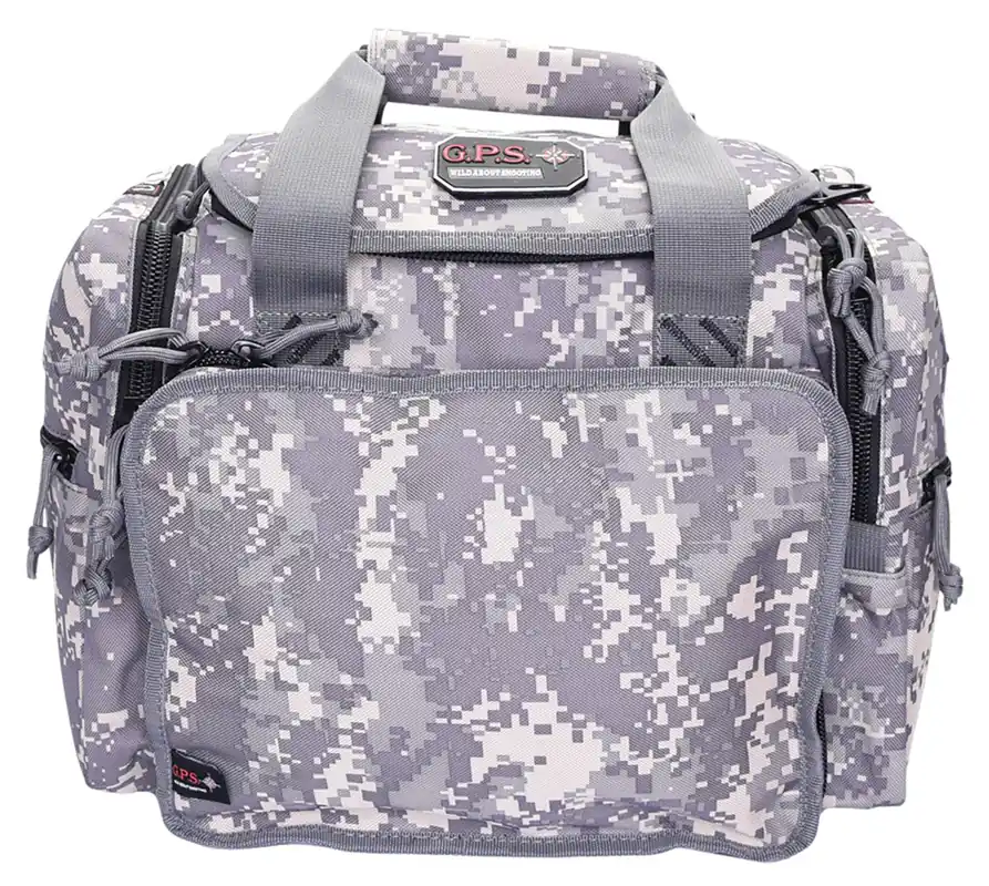 G*Outdoors Medium Range Bag Fall Digital Camo Nylon with Lift Ports, Storage Pockets, Visual ID Storage System & Lockable Zippers Includes Two Ammo Dump Cups