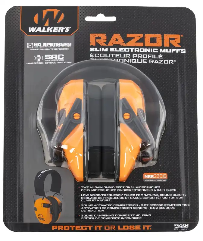 Walker‘s Razor Slim Electronic Muff Polymer 23 dB Over the Head