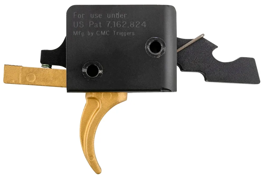 CMC Triggers Drop-In Gold Finger Single-Stage Curved Trigger with 3-3.50 lbs Draw Weight & Gold Finish for AR-15,AR-10 Ambidextrous