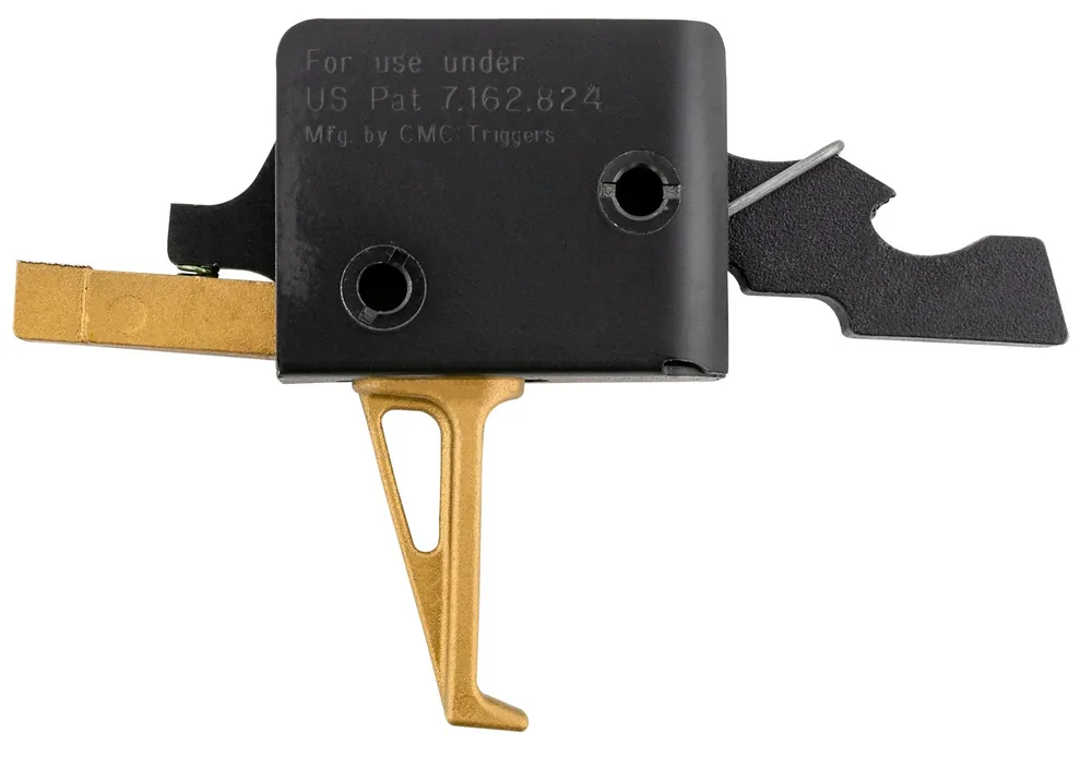 CMC Triggers Drop-In Gold Finger Single-Stage Flat Trigger with 3-3.50 lbs Draw Weight & Gold Finish for AR-15,AR-10 Ambidextrous