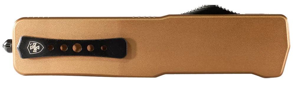 Templar Knife Premium Lightweight Small 3" OTF Tanto Plain Black Oxide Stonewashed Powdered D2 Steel Blade/4.50" Bronze Anodized Aluminum Handle