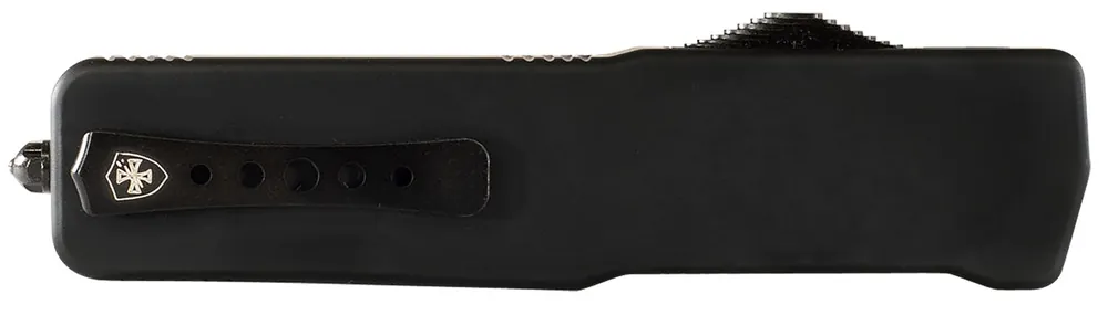 Templar Knife Premium Weighted Large 3.55" OTF Drop Point Plain Black Oxide Stonewashed Powdered D2 Steel Blade/5.25" Black Rubber/Aluminum Zinc Alloy Handle