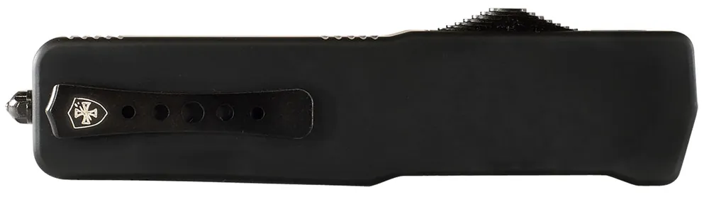 Templar Knife Premium Weighted Slim 3.16" OTF Dagger Plain Black Oxide Stonewashed Powdered D2 Steel Blade/4.93" Black Rubber/Aluminum Zinc Alloy Handle