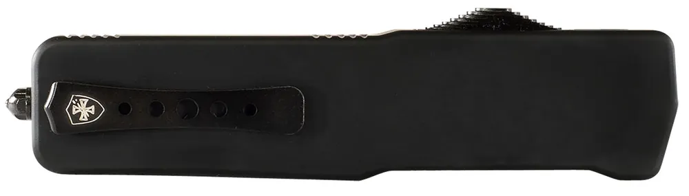 Templar Knife Premium Weighted Small 3" OTF Drop Point Plain Black Oxide Stonewashed Powdered D2 Steel Blade/4.50" Black Rubber/Aluminum Zinc Alloy Handle