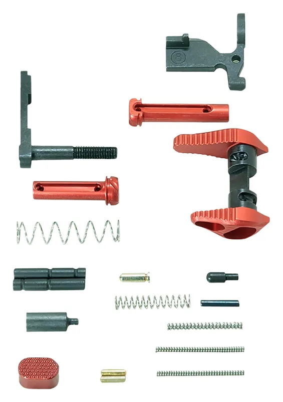 Timber Creek Outdoors Lower Parts Kit Red Anodized Aluminum for AR-15