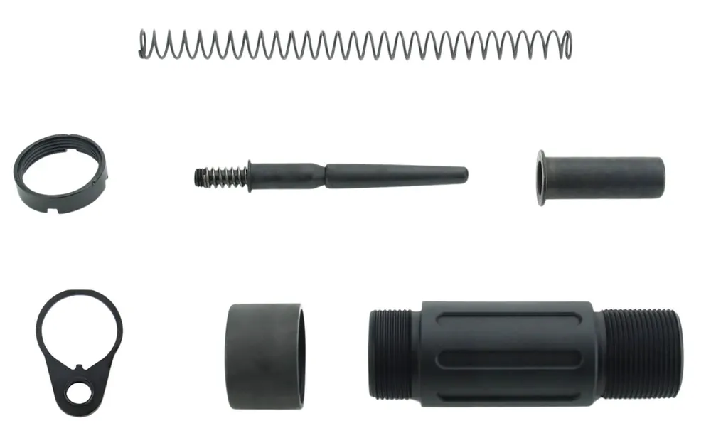 TacFire Short Buffer Tube System Black Anodized Aluminum with QD End Plate for AR Pistol Platform