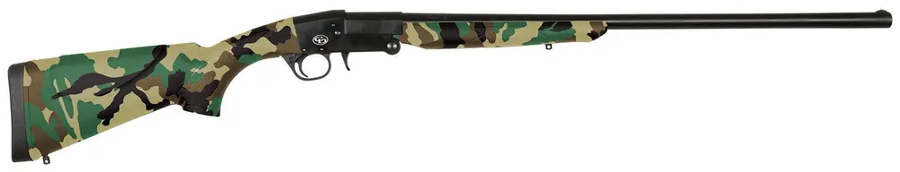 Charles Daly 20 Gauge with 26" Barrel, 3" Chamber, 1rd Capacity, Blued Metal Finish & Woodland Camo Synthetic Stock Right Hand (Full Size)