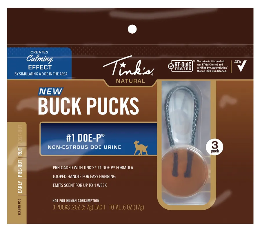 Tinks 1 Doe-P Buck Pucks Hanger Deer Attractant Urine Scent 3 Per Pkg