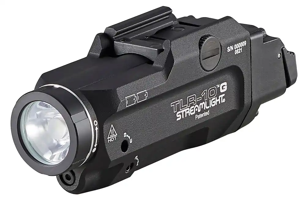 Streamlight TLR-10 G For Handgun 1000 Lumens Output White LED Light Green Laser 200 Meters Beam Rail Grip Clamp Mount Black Anodized Aluminum