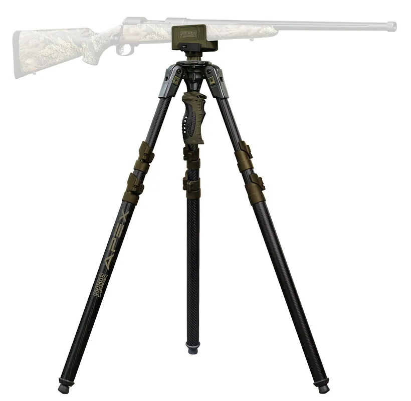 Primos Trigger Stick Apex Tripod made of Aluminum with Carbon Fiber/Flat Dark Earth Accent Finish, 28"-62"