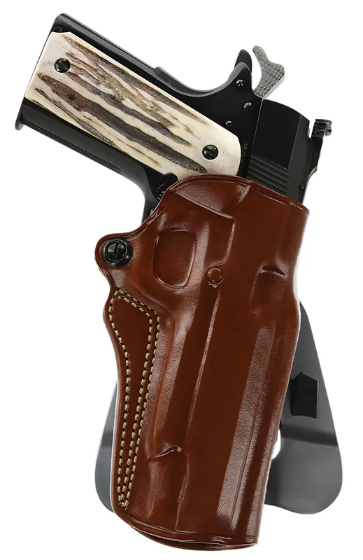 Galco Speed Master 2.0 OWB Open Top Style made of Leather with Tan Finish & Switchable Paddle/Belt Loop Mount Type fits 5" Barrel 1911 for Right Hand