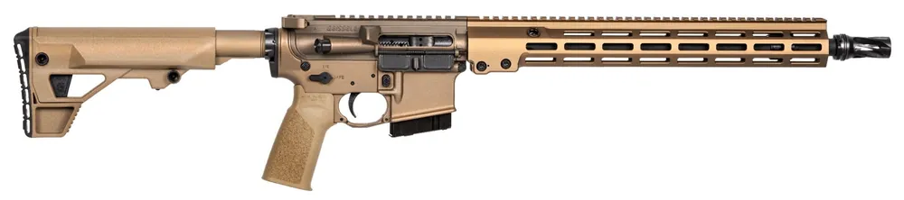 GEISSELE GFR 6mm ARC RECCE 5+1 16" Alum Rec 15" FF M-LOK Handguard Adj Magpul Stock Geissele Flash Hider Desert Dirt 08374S