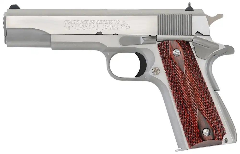 Colt 1911 Government .45ACP 8+1 5" SS National Match Barrel/Slide/Frame Steel Sights Double Diamond Wood Grips SAO O1070A1CS