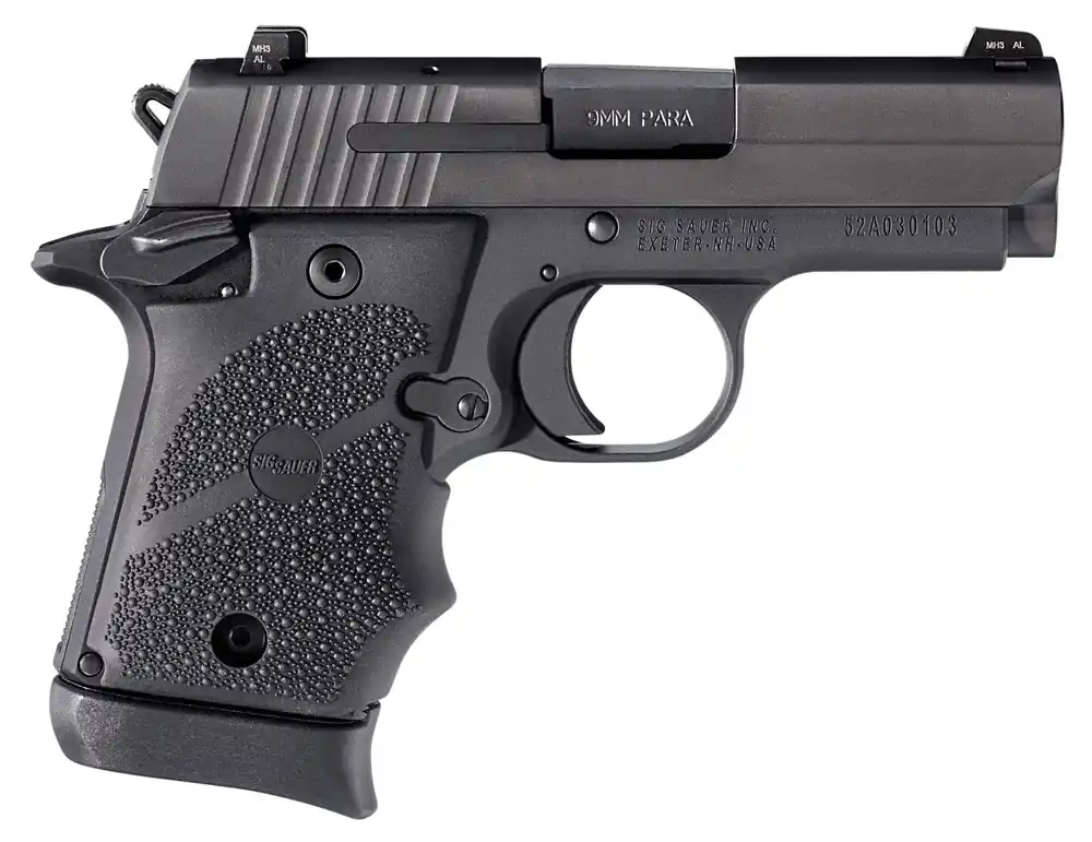 Sig P938 BRG 9mm 7+1 3" Barrel SS Slide Alum Frame Rubber Grips Ambi Safety Night Sights MA Compliant SAO Black 938M9BRGAMBI