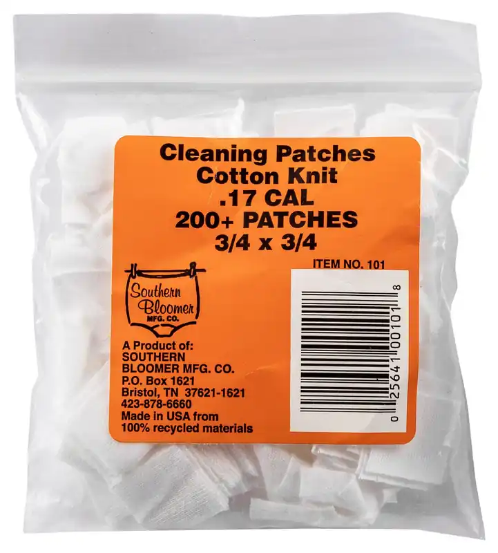 Southern Bloomer Cleaning Patches .17 Cal Cotton Knit 3/4"x3/4" 200 Per Pack White Item 101