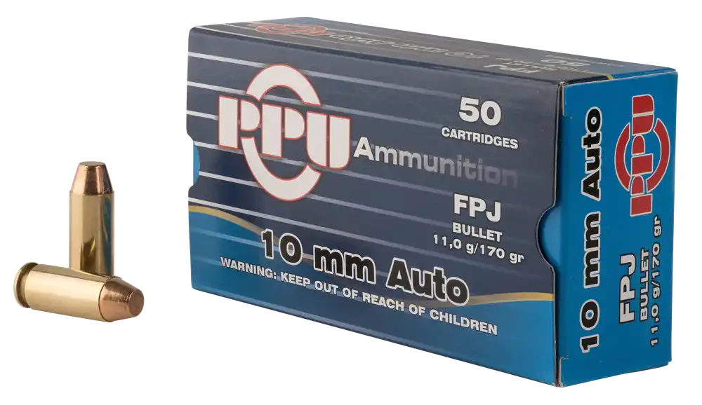 PPU Handgun 10mm Auto 170 gr Flat Point Jacketed (FPJ) 50/Box