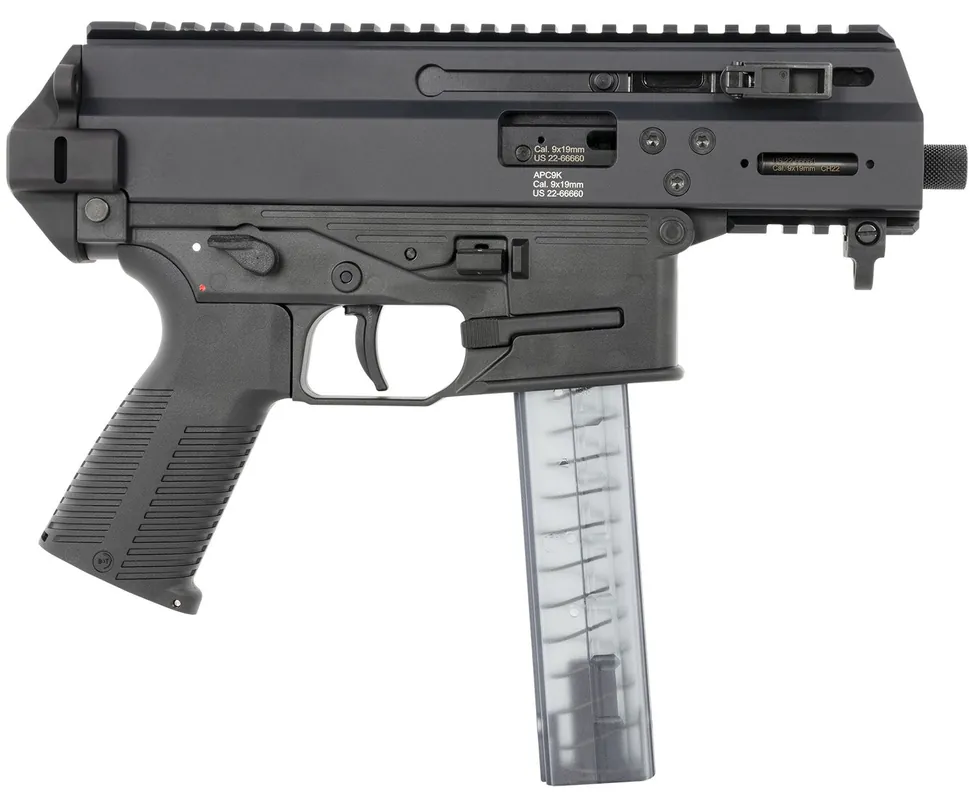 B&T Firearms APC9K 9mm 30+1 4.30" Threaded Barrel Steel Upper Polymer Lower Blowback Action Pic Rail 2-Stage Trigger 36176502