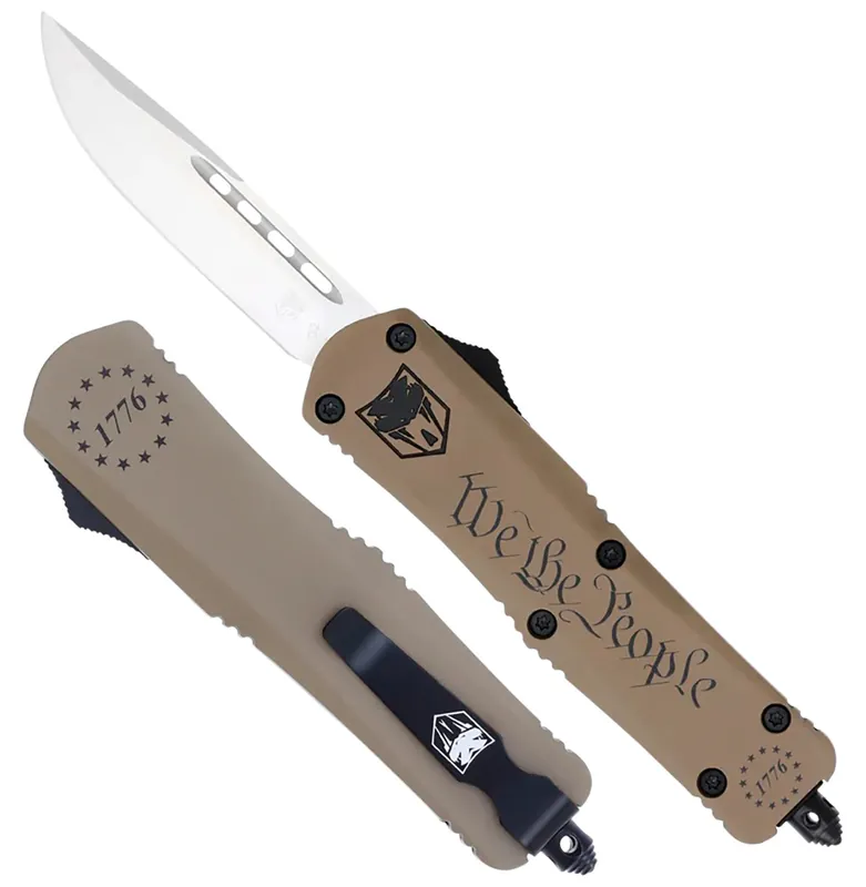 CobraTec Knives FS-3 We The People Small Aluminum Cerakoted OTF Drop Point Plain D2 Steel Blade