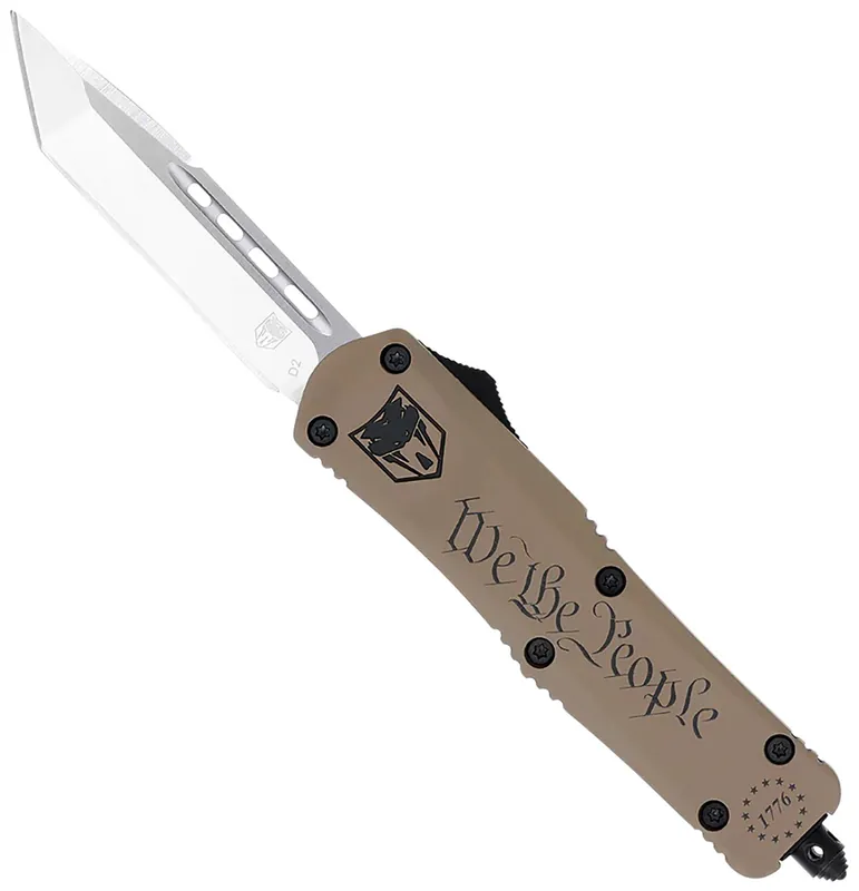 CobraTec Knives FS-3 We The People Small Aluminum Cerakoted OTF Tanto Plain D2 Steel Blade