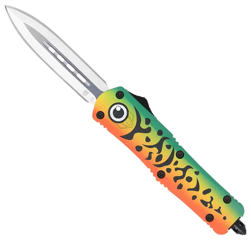 CobraTec Knives FS-3 Green Lure Medium 3" OTF Dagger Plain D2 Steel Blade
