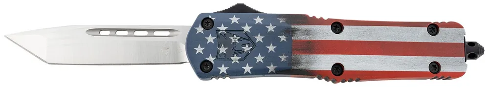 CobraTec Knives FS-3 American Flag Medium 3" OTF Tanto Plain D2 Steel Blade 4.50" Aluminum Cerakoted Handle