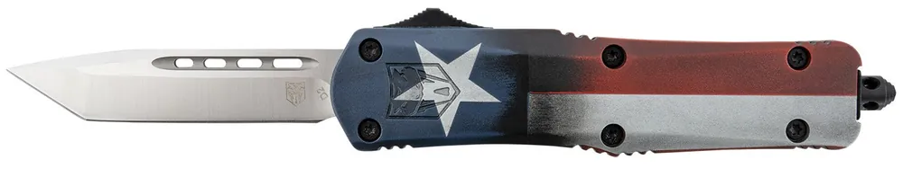 CobraTec Knives FS-3 Texas Flag Medium 3" OTF Tanto Plain D2 Steel Blade