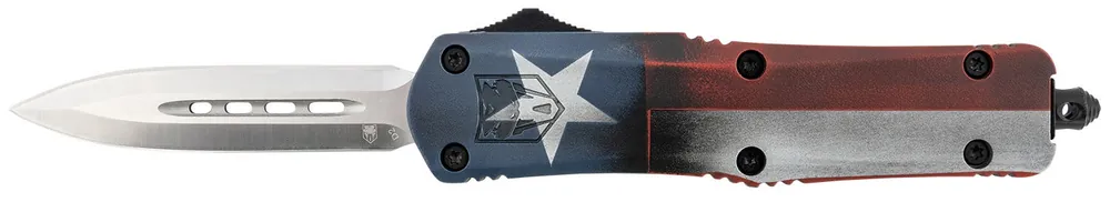 CobraTec Knives FS-3 Texas Flag Medium 3" OTF Dagger Plain D2 Steel Blade