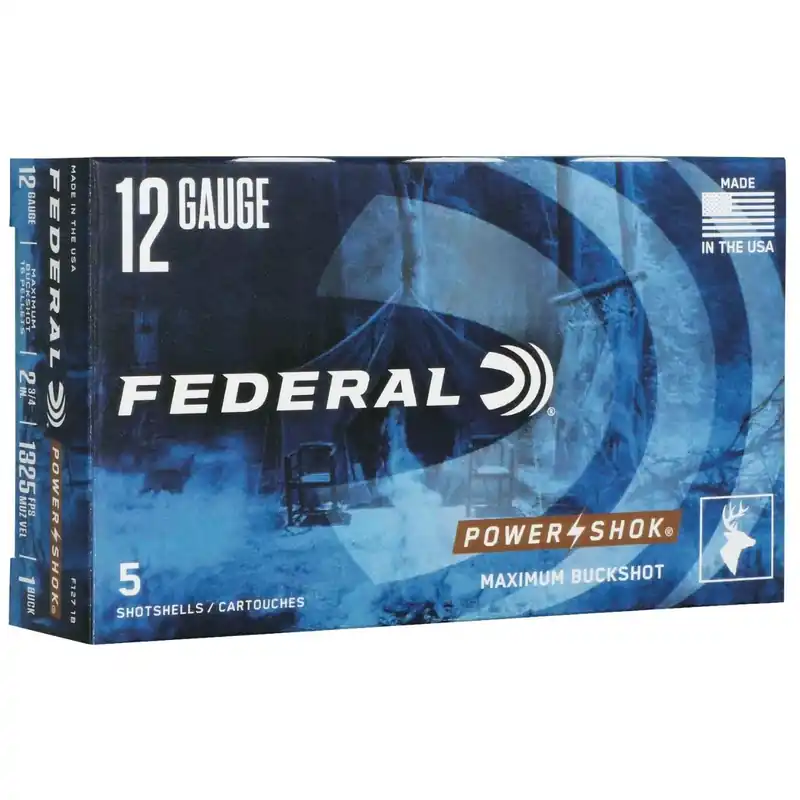 Federal Power-Shok Max Buck 12 Gauge 2.75" 16 Pellets 1 Buck Shot - 5/Box