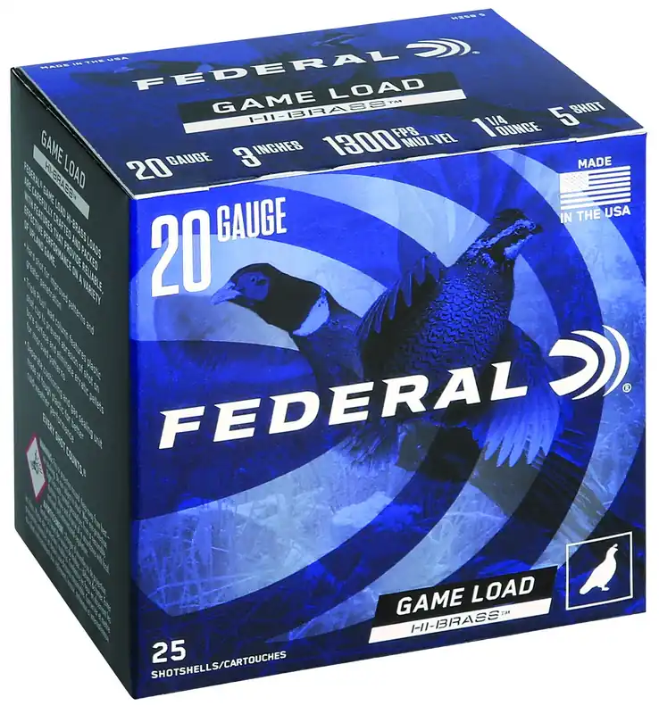 Federal Game-Shok High Brass 20 Gauge 3" 1 1/4 oz 1300 fps 5 Shot 25 Bx/10 Cs