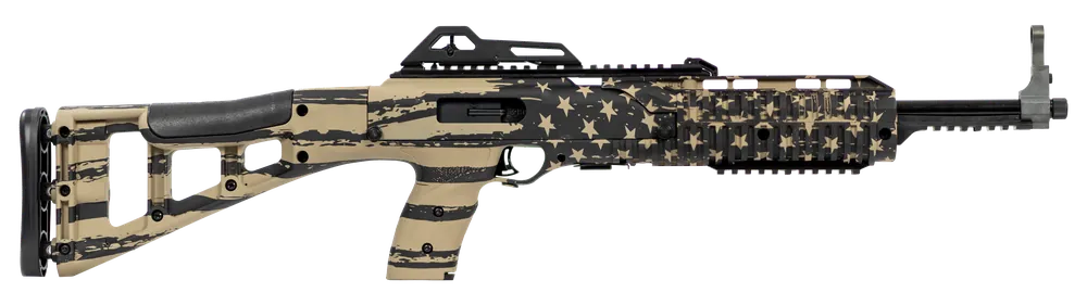 Hi-Point 995TS Carbine 9mm 16.50" 10+1 Steel Rec Fixed Syn Stock Adj Front Sight/Peep Rear FDE American Flag 995TS FLG FDE