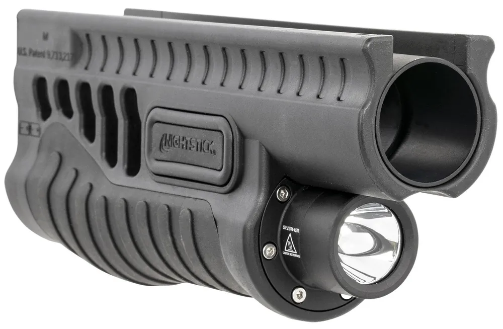 Nightstick SFL Forend Light Black Nylon w/Over-Molded Grip 12 Gauge Mossberg 500/590/ 590A1/Shockwave 1200 Lumens White LED Bulb 203 Meters Beam