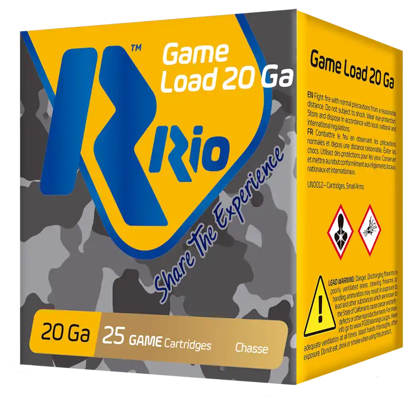 Rio Ammunition Game Load 20 Ga 2.75" 1 oz 7.5 Lead Shot 25 Shells Per Box