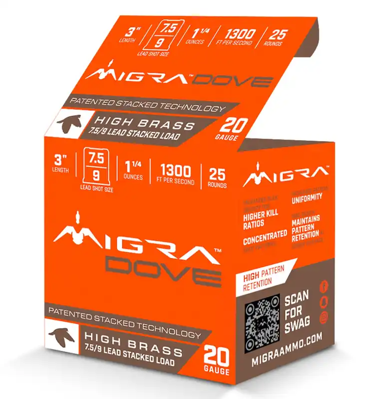 Migra Ammunitions Dove 20 Gauge Ammo 3" 1 1/4oz 7.5/9 Shot 25 Rounds M20UD75-9