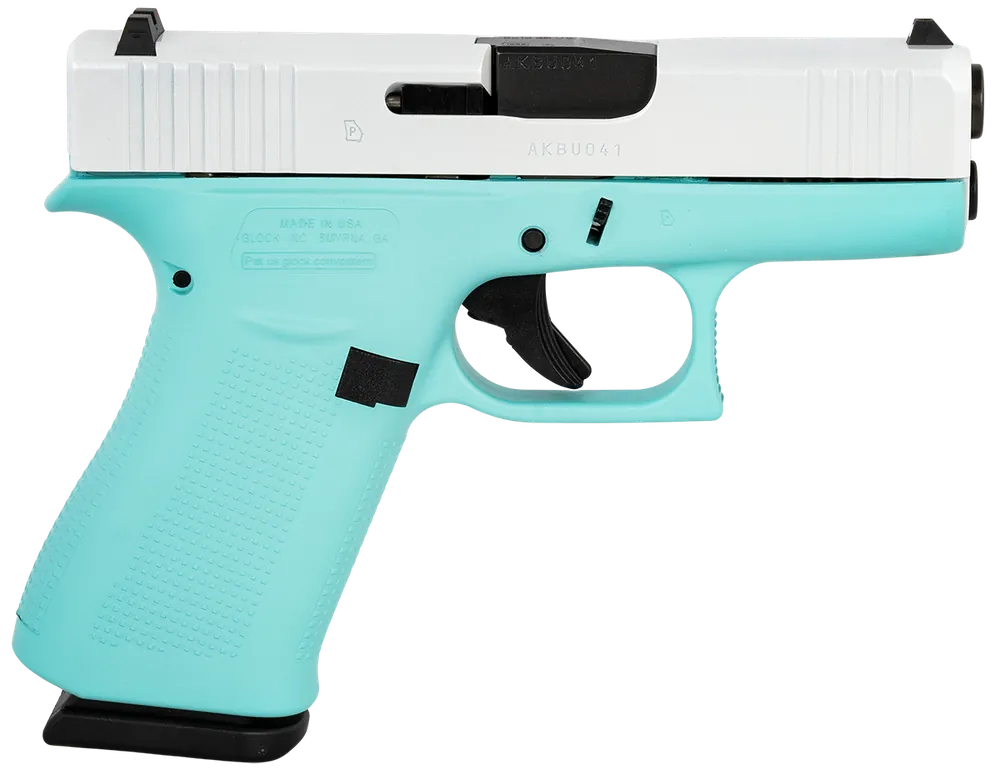 Glock G43X Pistol 9mm 10+1 3.41" Marksman Barrel Steel Slide Polymer Frame Fixed Steel Sights DAO White/Blue UX4350204REBFPWS