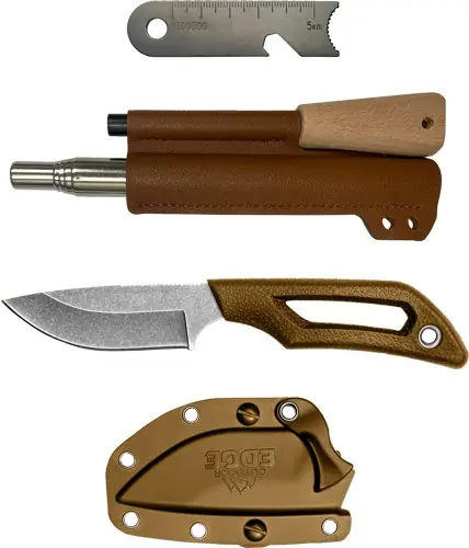 Outdoor Edge Cutlery Outdoor Edge Pivot Drop Point & Ferro Rod W/sheath Fixed Blade Knife Set P24PKDPFRC