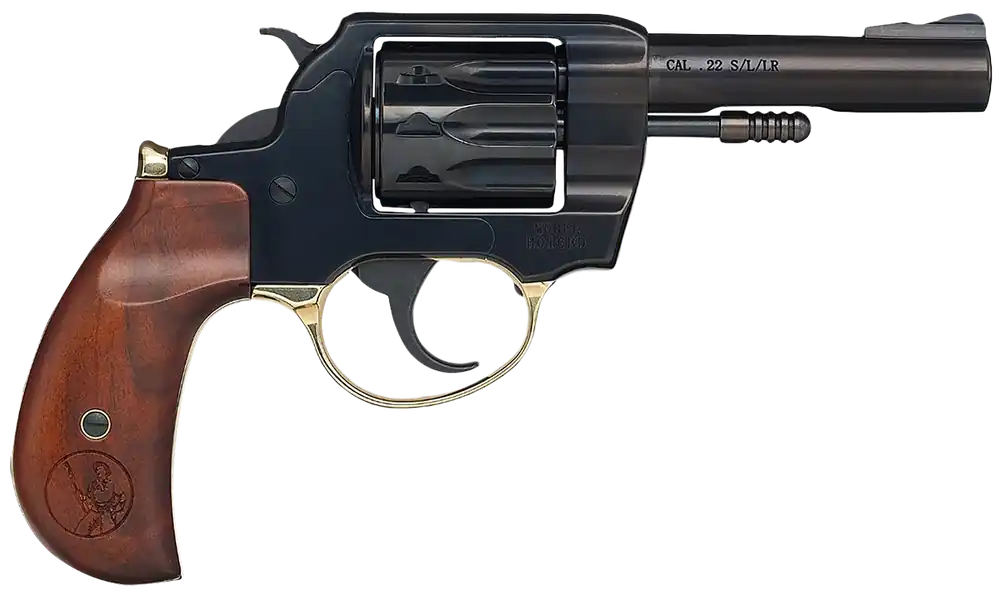 Henry Golden Boy Revolver .22LR 10Rd 4" Barrel Steel Frame Interchangeable Blade Front Sight Walnut Grip Double Action Blued H016BD