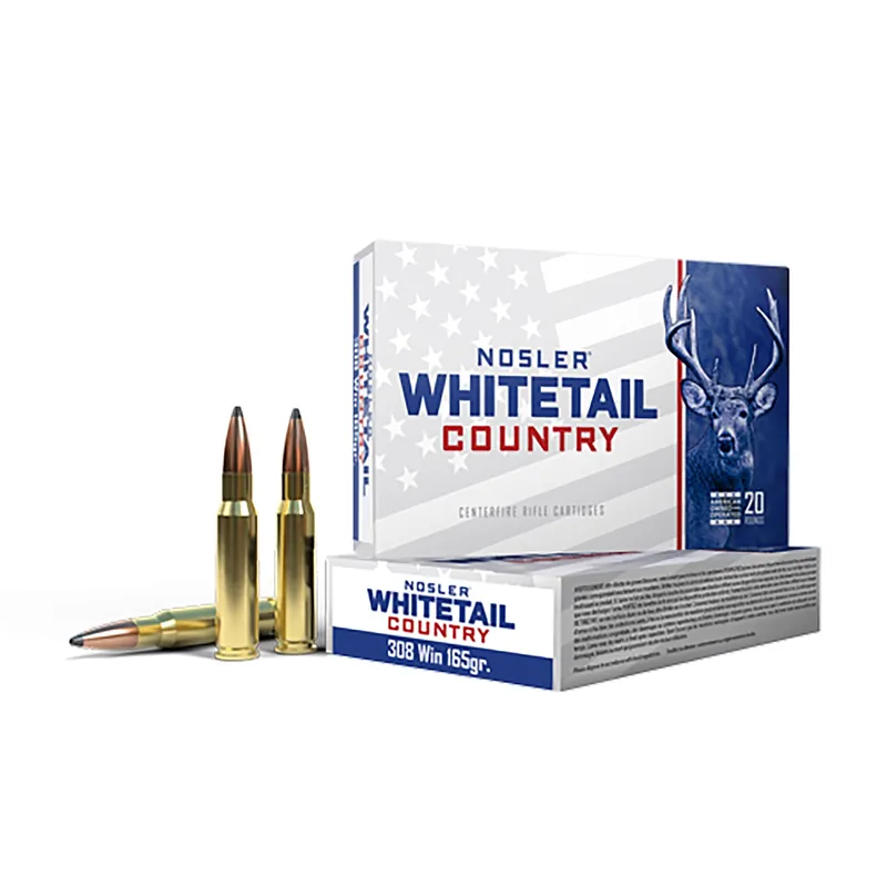 Nosler Whitetail Country 308 Winchester Ammo 165gr Spitzer Boat Tail 20 Rounds 40120