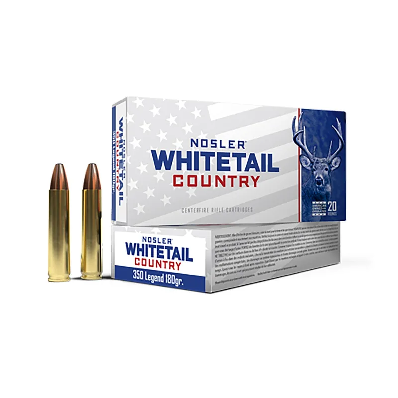 Nosler Whitetail Country 350 Legend Ammo 180gr Lead Flat Nose 20 Rounds 40130