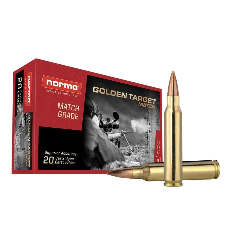 Norma Golden Target Match 223 Remington Ammo 77 Grain Boat‑Tail Hollow Point 20 Rounds 2423552