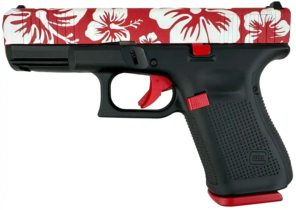 Glock PA G19 Gen5 MOS 9mm Luger Pistol 15+1 4.02" GMB Barrel, Red Hibiscus 195S204MOSNHIB