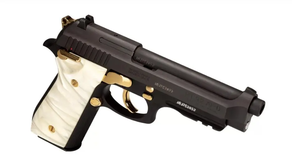 Taurus 92 FS 9mm Pistol 17+1 5" Stainless Steel w/Gold Accents 1-920151GLD-HW1